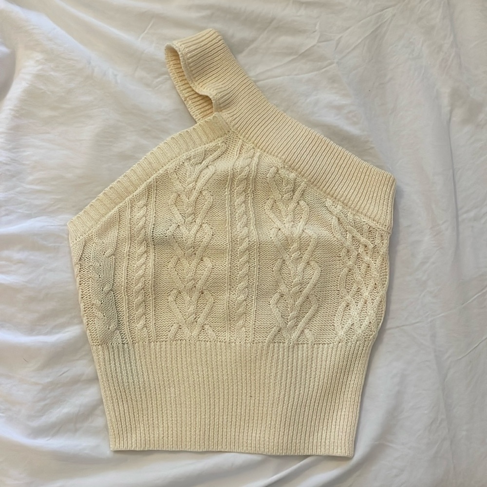 Cable-knit sweater style one shoulder cropped top forever 21